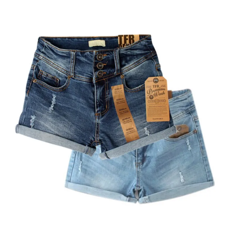 

2017 New Women Three-dimensional Hole High Waist Shorts Denim Summer Shorts Women Loose Jeans Short