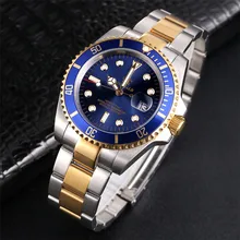 Реджинальд часы для мужчин вращающийся ободок GMT сапфировое стекло 50 м воды полный сталь Спорт Мода синий циферблат Кварцевые часы Reloj Hombre