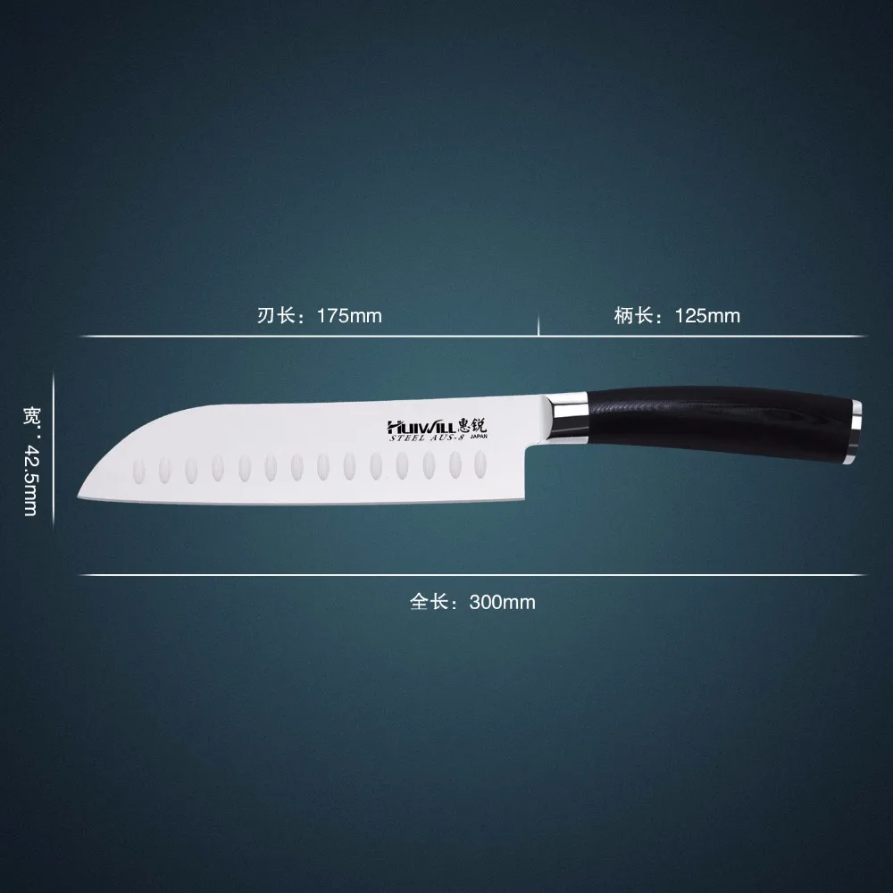 Японские кухонные ножи Huiwill 7 дюймов нержавеющая сталь Santoku chef универсальный нож