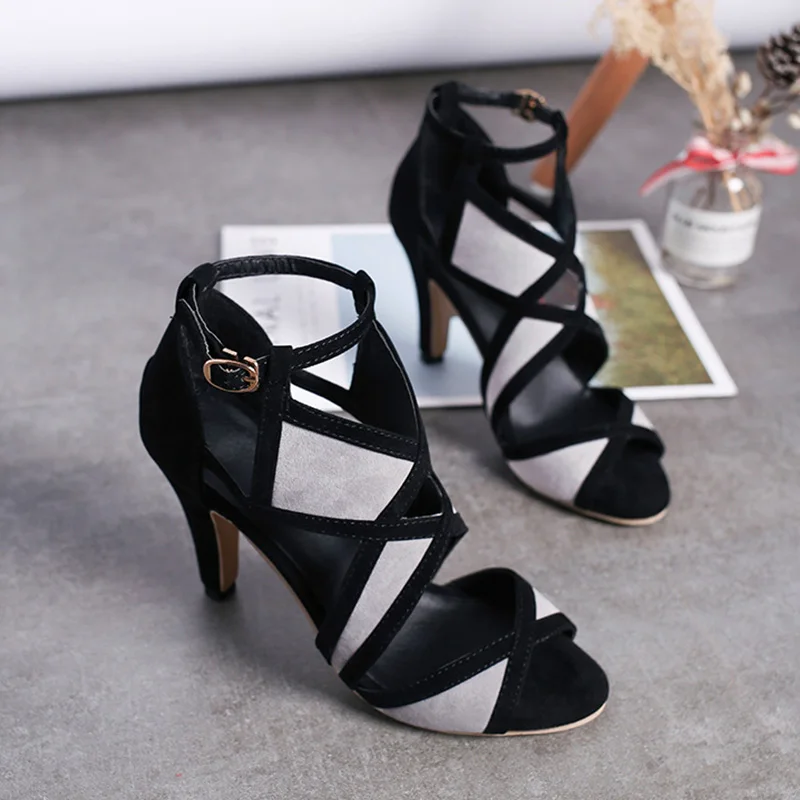 

Sandalias Mujer 2019 Matching Hollow Sexy High Heel Sandals Suede Fish Mouth Large Size Roman Women Shoes High Heels Sandals 301
