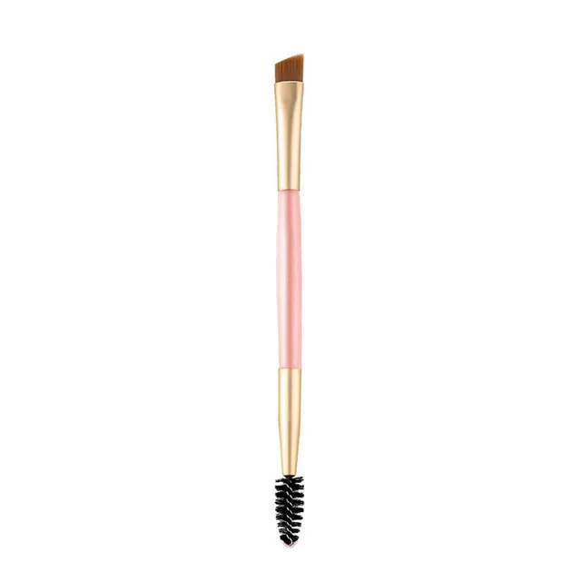 Fulljion Высокое качество 1 шт. бамбуковая ручка двойная щетка для бровей+ расческа для бровей портативные Кисти для бровей инструменты для макияжа глаз - Handle Color: pink golden