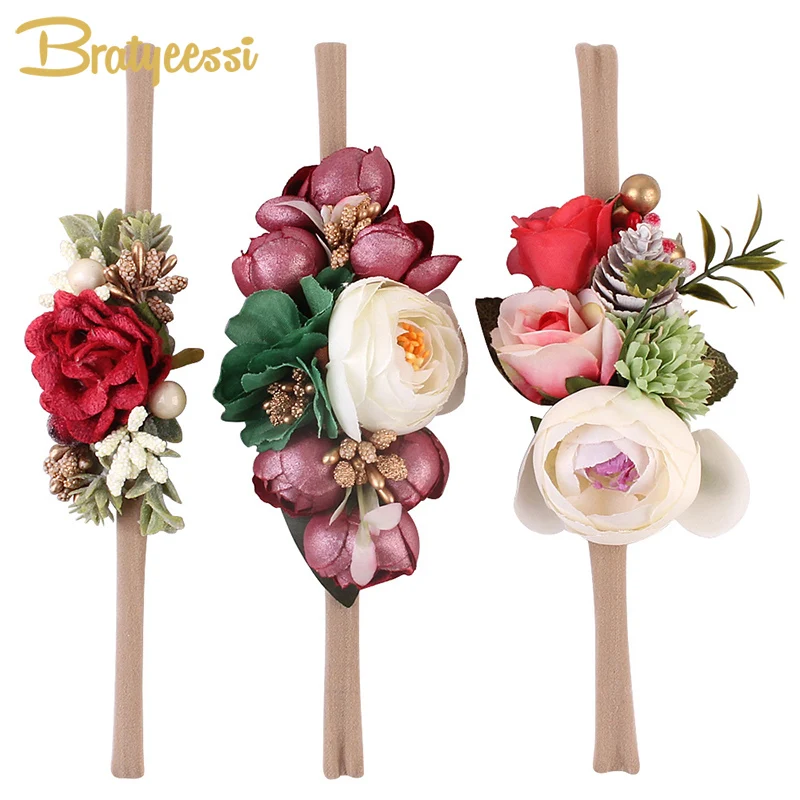 3PCS Floral Baby Headband Newborn Photograph Prop Girl Headbands Elastic Infant Head Band Hair Accessories for Party | Детская одежда и