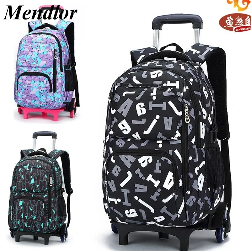 

Latest Removable Children School Bags With 6 Wheels Stairs Kids boys girls Trolley Schoolbag Luggage Book Bags Wheeled Backpack