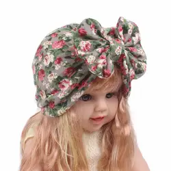 LNRRABC 2018 Детская мода большой бант повязка на голову с цветочным узором шляпа Детские шапки повязка на голову одежда аксессуары осень-весна 1