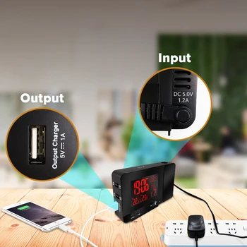 

Digital Projection Alarm Clock with Weather Station Indoor Outdoor Thermometer USB Charger Dual Alarm Clocks for Bedrooms