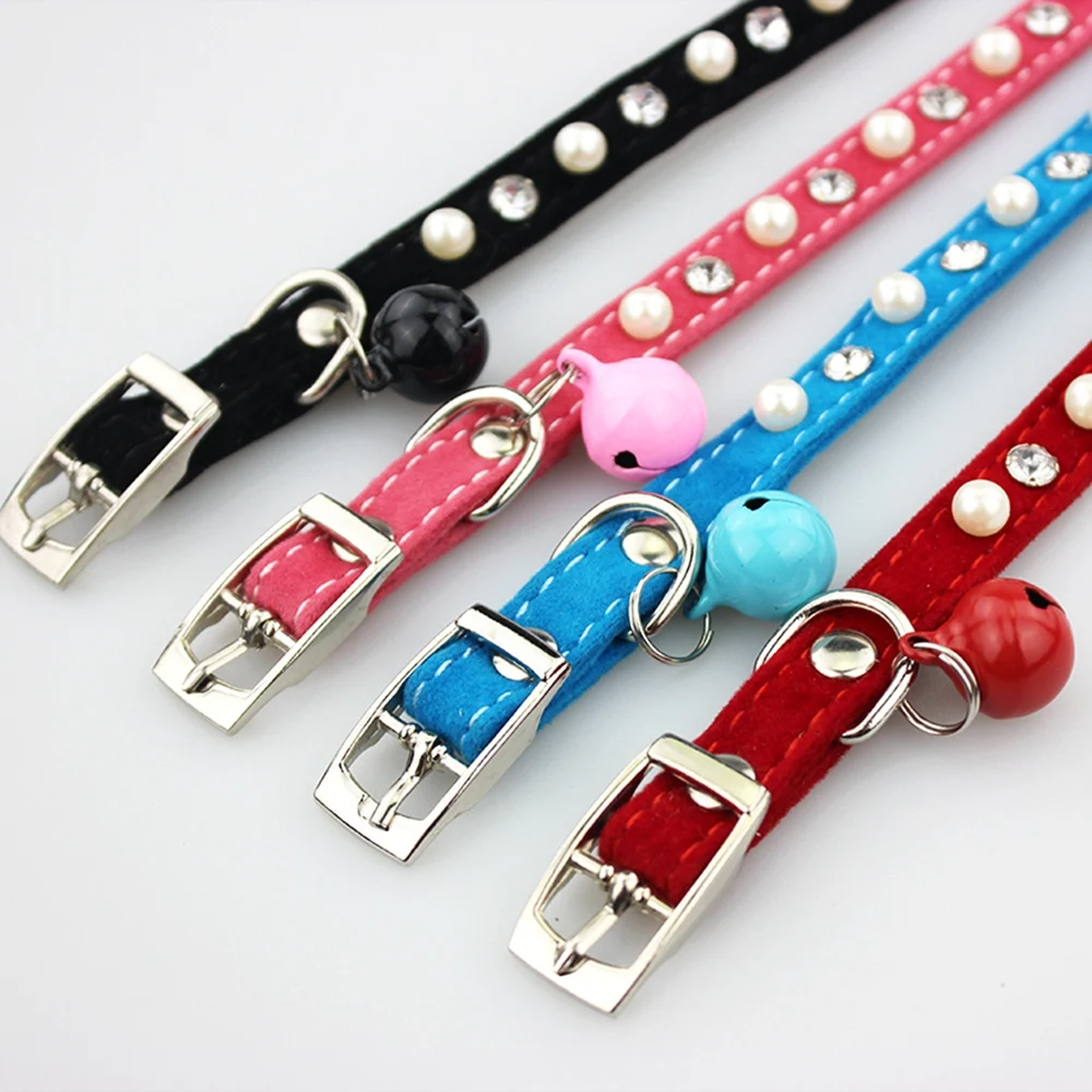 Cat Collar With Bell Dog Collar For Cats Solid Braid Kittens Pet Cat Collars Shiny Adjustable Collars For Cats Pet Lead Supplies (1)