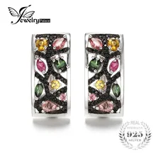 Jewelrypalace halloween 2.1ct turmalina multicolor genuino negro espinela pendientes plata de ley 925