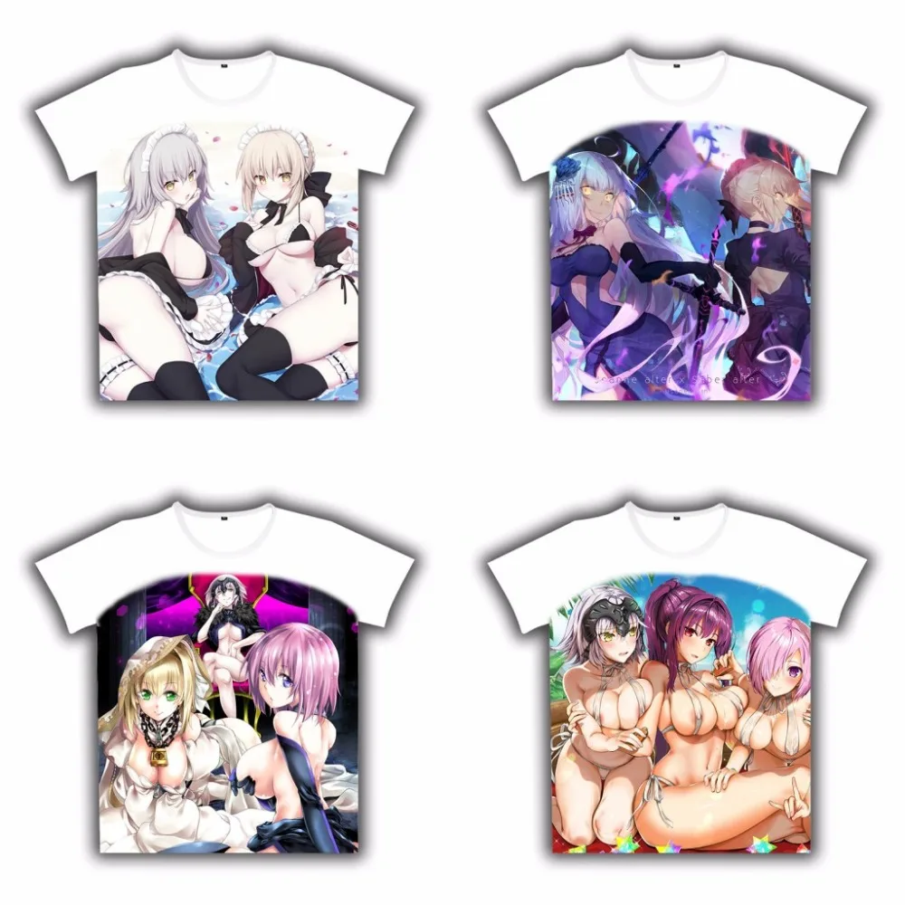 

Anime T-shirt Fate Grand Order saber Jeanne d'Arc Alter Cosplay Short Sleeve White Tee Women Men Casual Student Summer Tops