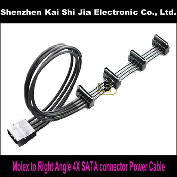 

Black Sleeved 4Pin Molex to Right Angle 4X SATA Connector Power Adapter Cable - 45cm