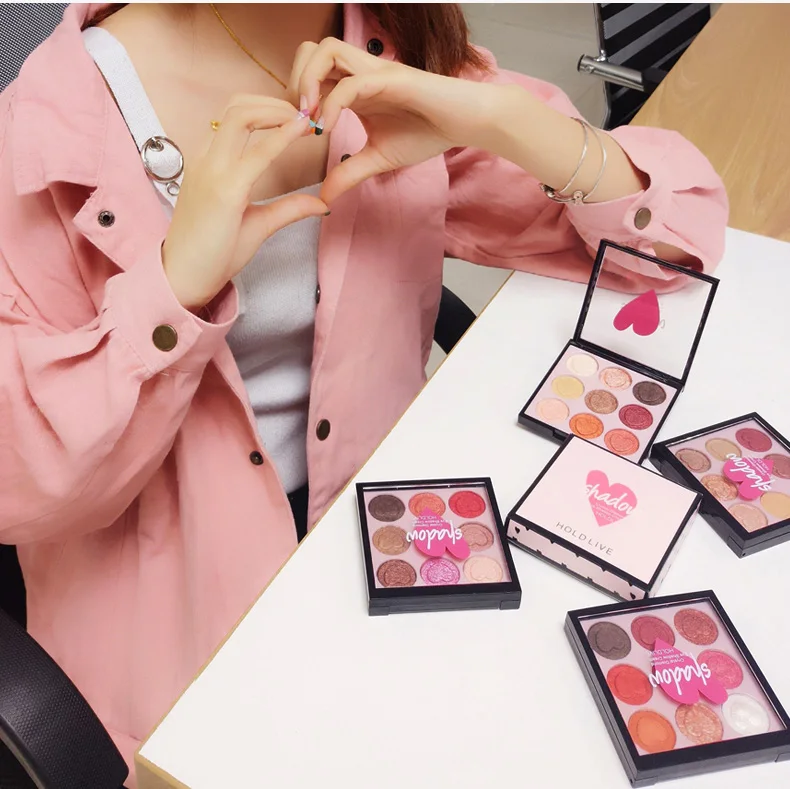 HOLD LIVE 9 Color Eyeshadow Palette Shimmer Matte Glitter Eye Shadow Palette Pigment Diamond Eyeshadow Glitter Nude Eyes Makeup