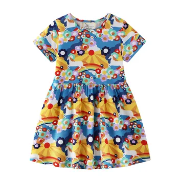 

Kids Girl Clothing Dresses Party Short Sleeve Cute Dress Cotton Clothes Girls