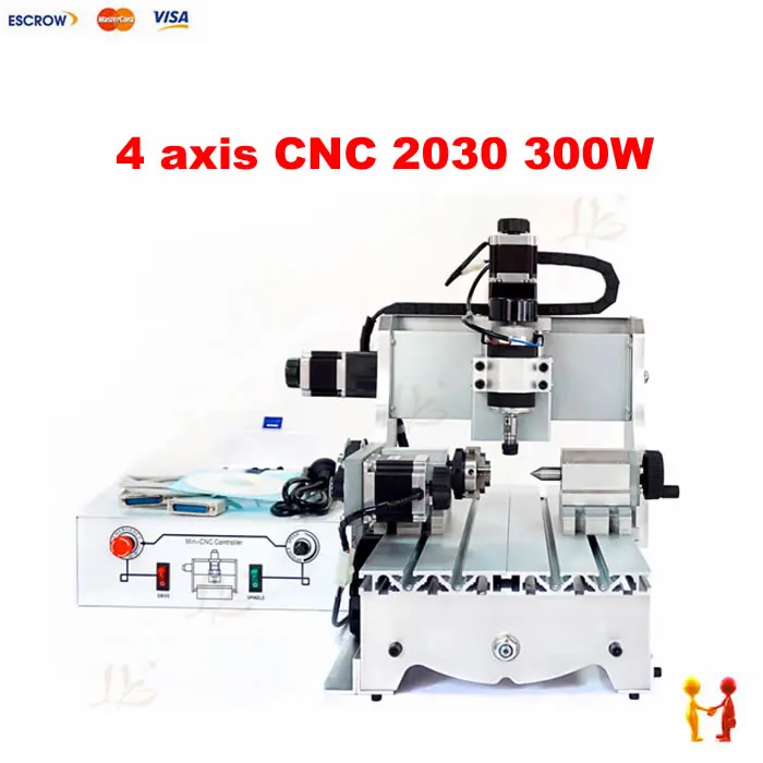 4 axis mini cnc router 3020 300w spindle font b woodworking b font lathe machine for