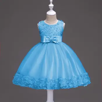 

new girls summer dress Stage performance Wedding presiding Birthday party Small Flower Bow sleeveless tutu dress
