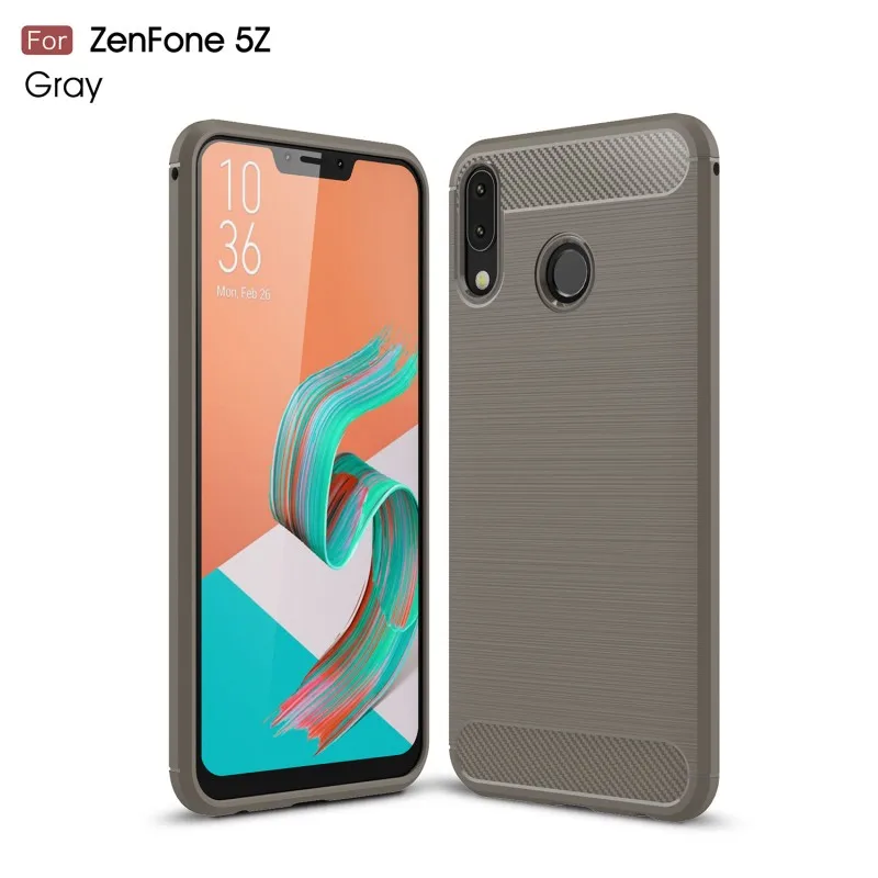 Чехол для Asus Zenfone 5 Z ZS620KL чехол противоударный из углеродного волокна из мягкого силикона с узором чехол для Asus Zenfone 5 ZE620KL чехол - Цвет: Серый