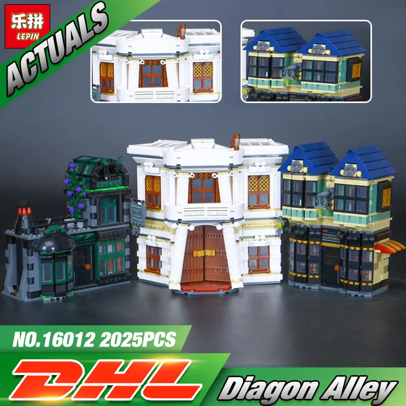 

In stock Lepin 16012 DHL Movie Series The 10217 Diagon Alley Set Model Building Bricks Blocks Toys For Kids Christmas Boys Gifts