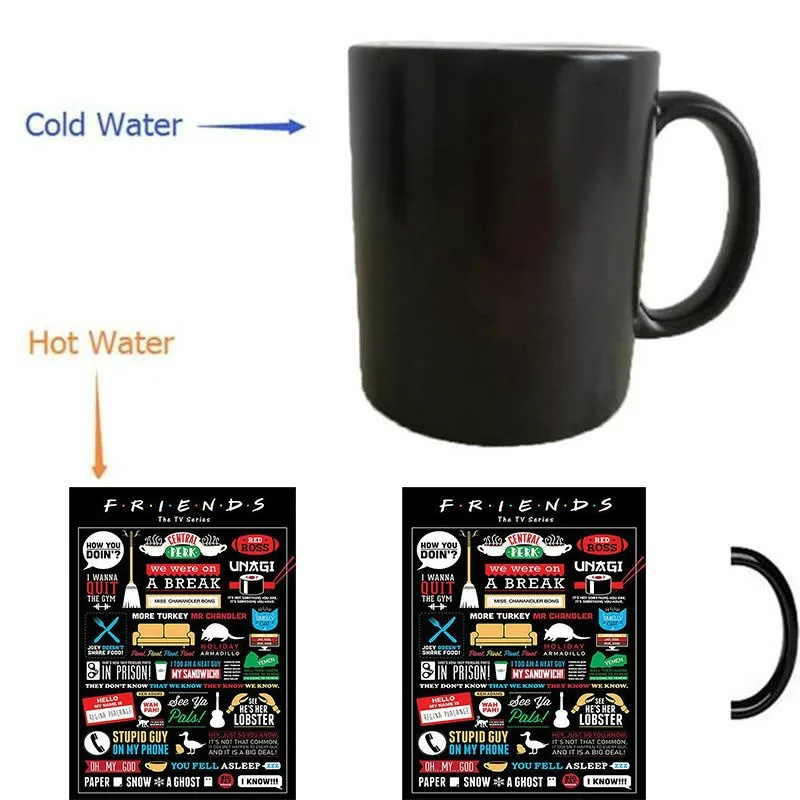 

TV Show Friends Mugs Coffee Mug Heat Changing Color Heat Reveal Mugs Magic Cup Transforming Beer Cups