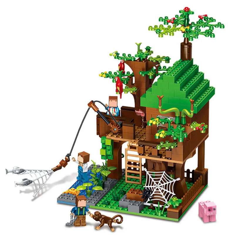 

443pcs Island Forest House Model Building Blocks Compatible Legoed Minecrafted City Model Bricks Toys For Children Xmas Gifts