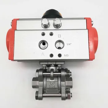

Stainless steel 304 3-pcs Full Port 1/4" / 1/2" pneumatic ball valve BSPT with Double Action Actuator PTFE seal 1.6mpa pressure