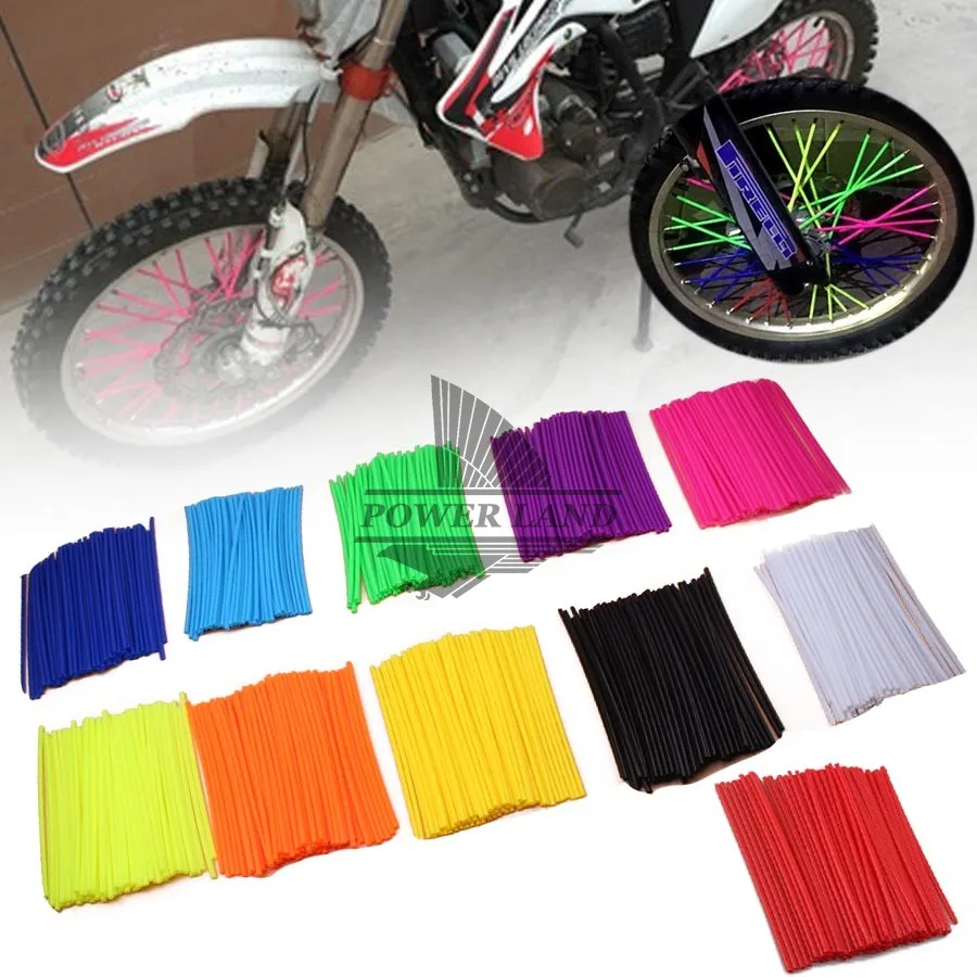 

72pcs Colorful Motocross Dirtbike Wheel Rim Wrap Cover Kit Spoke Skin Tubes Covers Universal Fit Most of Motorcycle Bike Custom