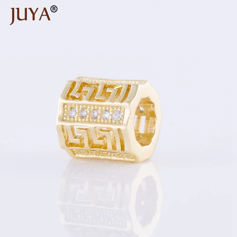 

Vintage Handmade kralen copper micro pave CZ Bead berloque Rhinestone Big Hole Hollow Beads DIY Fashion Jewelry Accessories