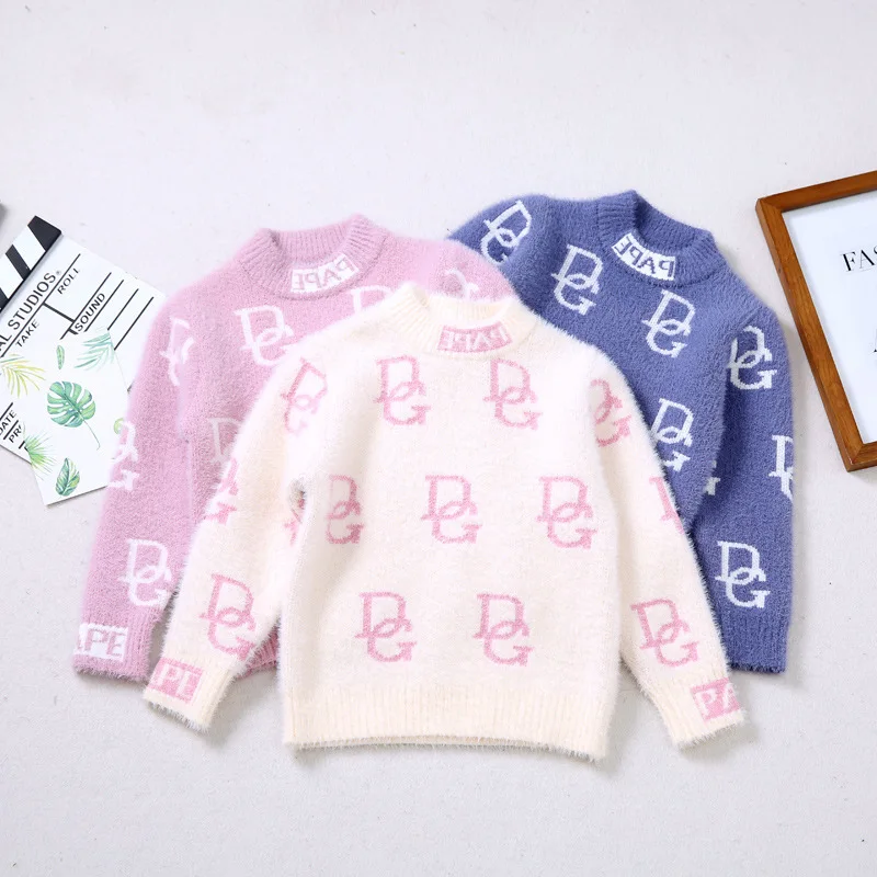 

Mink-like Sweater for Children, Girl Sweater and Baby Knitted Sweater for Children