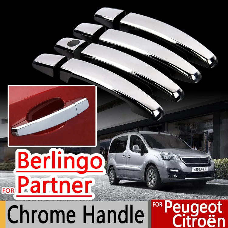 

For Peugeot Partner Citroen Berlingo II 2008-2016 Chrome Handle Covers Trim Set for 4Door Accessories Stickers Car Styling Tepee