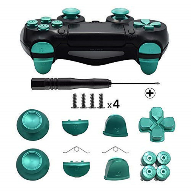 Buttons for Playstation 4, Aluminum Thumbsticks Analog Grip Bullet D-pad L1 R1 L2 R2 Trigger for PS4 V1 Old Controllers