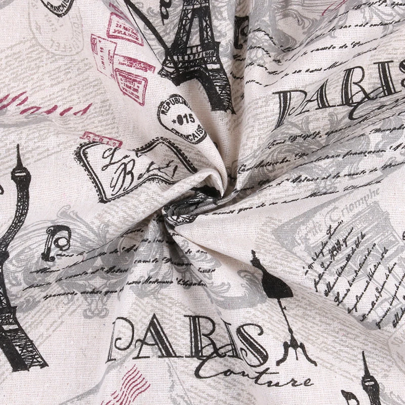 Nanchuang Tower Print Cotton Linen Fabric For DIY Sewing Sofa Curtain Bag Cushion Furniture Cover Quilting Material 100cmx150cm