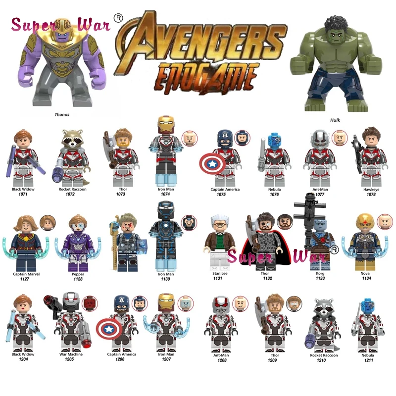 

Single Super Hero New Thanos Big Size Marvel Avengers Infinity War Hulk Avengers 4 Endgame End game building blocks Kids Toys