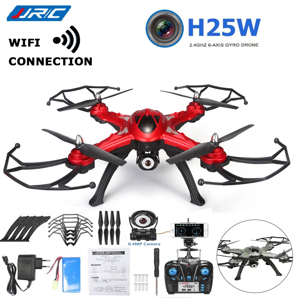 JJRC H25W WIFI Quadcopter Remote Control FPV With 720P Camera 2.4G 4CH 6-Axis Gyro RC Drone RTF Mobile Red Gray Professional