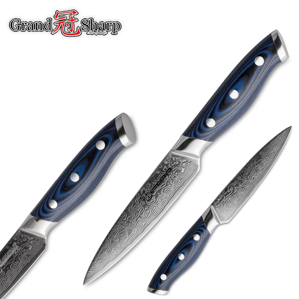  Damascus Knife Set 2 pcs Damascus Japanese Stainless Steel VG10 Santoku Utility Knives Cooking Kitc - 32815969269