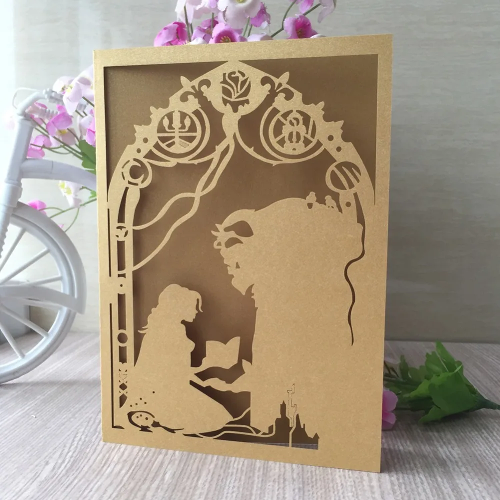 

40Pcs New Unique Romantic fairy tale theme Birthday Love Door Aniversary Valentine's Day Wedding Invitations Greeting Gift Card