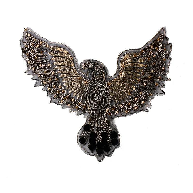 10pieces-Beaded-Vintage-Bronzing-Gold-Eagle-Applique-Embroidered-Sew-on-Patch-Lace-Fabric-Motif-Sewing-Patch