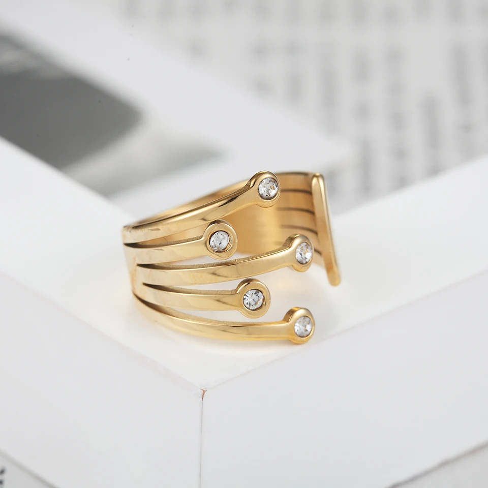 BAOLAISI кольца из нержавеющей стали для женщин классический стиль кольцо кубический золотистый, циркониевый ювелирные изделия подарок для свадебной вечеринки