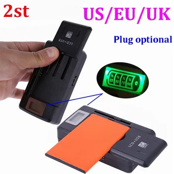 

500pcs/lot* 2st 2 in 1 Multi-functional Mobile Universal Battery Charger dock with LCD display Screen For Cell Phones USB-Port