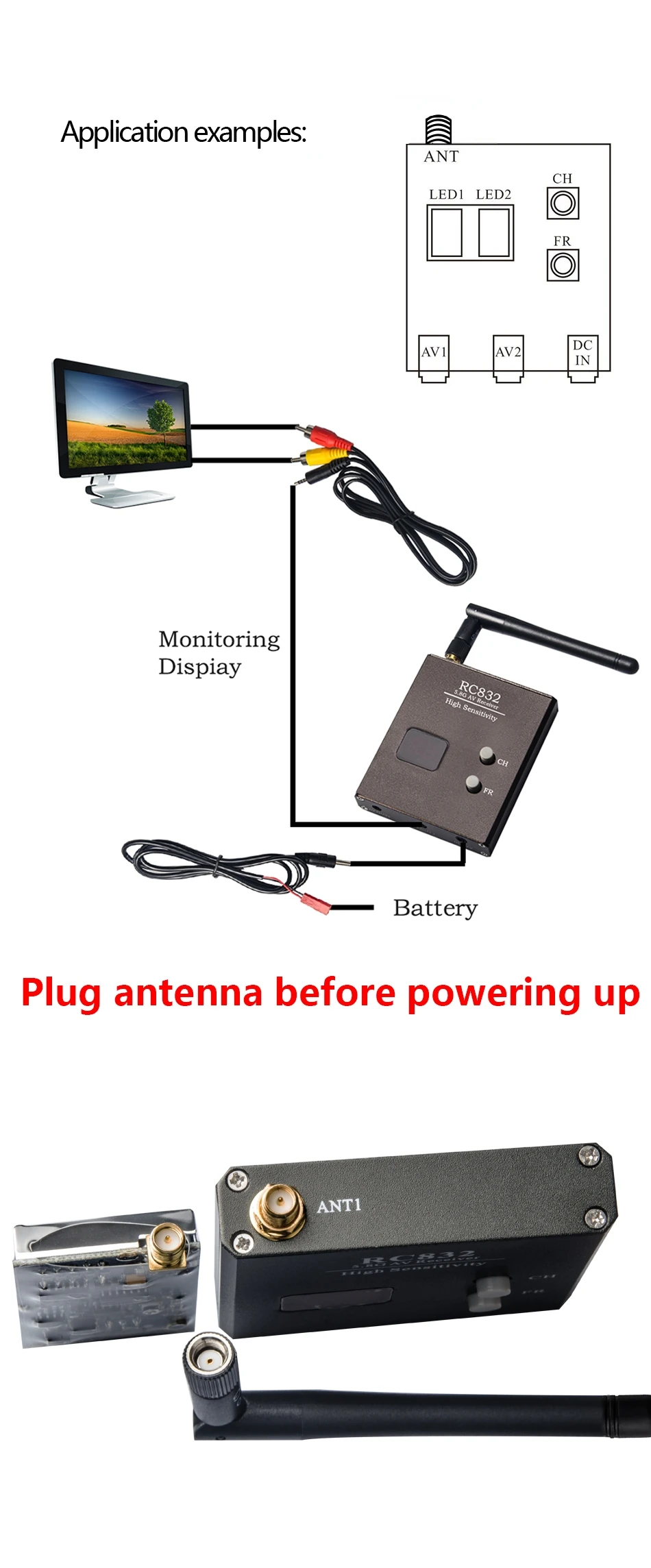 AKK TS832 VTX +RC832 VRX - 5.8G FPV 2000M Range Audio Video Transmitter and Receiver for FPV Drone 7