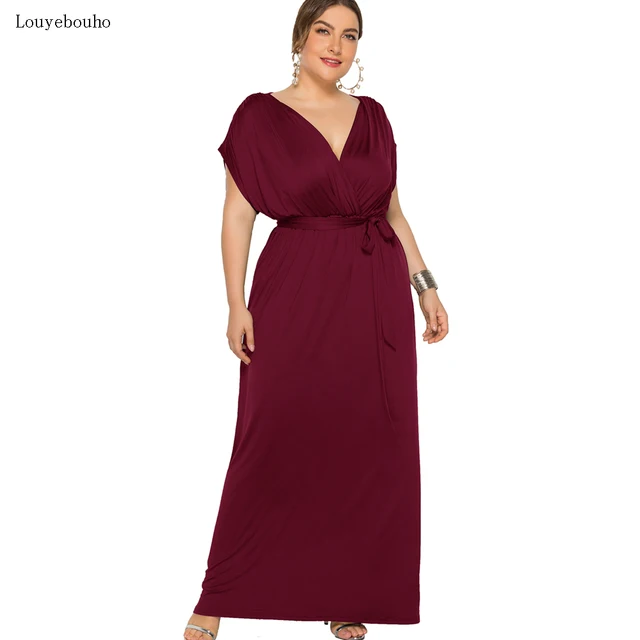 Best Offers 2019 Women Elegant Solid Sash Maxi Dress Evening Night Robe Ladies Summer Plus Size Casual Sleeveless Party Dresses Vestidos 4XL