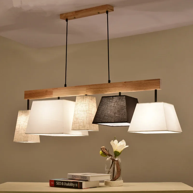 

Wooden LED Pendant Lights For Dining Room two Wooden Round Lustre Wood Kitchen Luminaire Kitchen Hanging Lamp