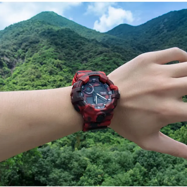 Nowy kamuflaż wojskowy zegarek marki SMAEL zegarki sportowe LED zegarek kwarcowy Mężczyźni Sport zegarek na rękę 8001 mężczyźni Army Watch wodoodporny tanie i dobre opinie Quartz Wristwatches Shock Resistant Stop Watch LED display Auto Date Water Resistant Diver Back Light Chronograph Multiple Time Zone Alarm Luminous Repeater Nowy kamuflaż wojskowy zegarek marki SMAEL zegarki sportowe LED zegarek kwarcowy Mężczyźni Sport zegarek na rękę 8001 mężczyźni Army Watch wodoodporny tanie i dobre opinie Quartz Wristwatches Shock Resistant Stop Watch LED display Auto Date Water Resistant Diver Back Light Chronograph Multiple Time Zone Alarm Luminous Repeater