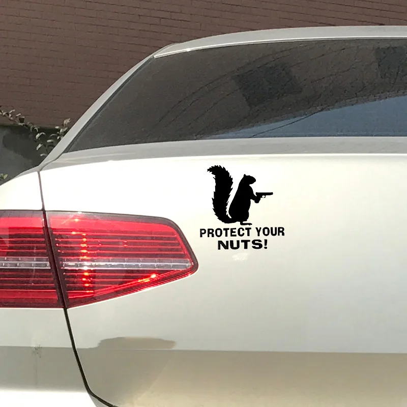 1pc SEEYULE Car-styling Car Stickers Protect Your Nutes Cute Suqirrel Shoot Gun Police Jungle Keeper Car SUV Motorcycle Decal