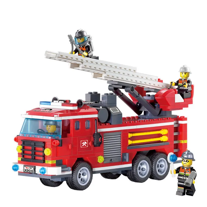 

Enlighten Three Bridge Fire Engines Fire Rescue Truck Building Blocks Sets Bricks Educational Toys for Children Gift