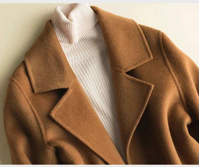 ATTYYWS горячая Распродажа, высококачественное шерстяное Двустороннее пальто, новое кашемировое пальто ручной работы, Женский вязаный кардиган с длинными рукавами, Свободное пальто