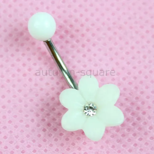 

White Sunflower Navel Belly Button Rings Body Piercing Jewelly 1PC New
