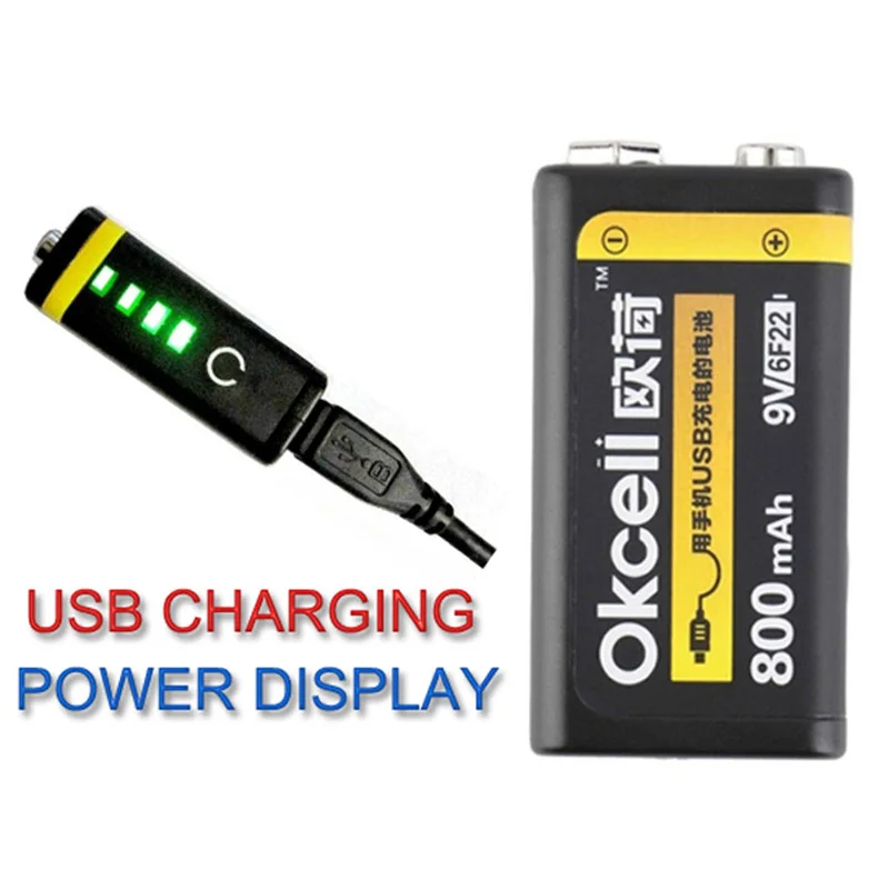 

OKCELL Original USB 9V 800MAH Rechargeable Battery Portable Micro USB Batteries For RC Drone Model toy Bateria Drop sipping