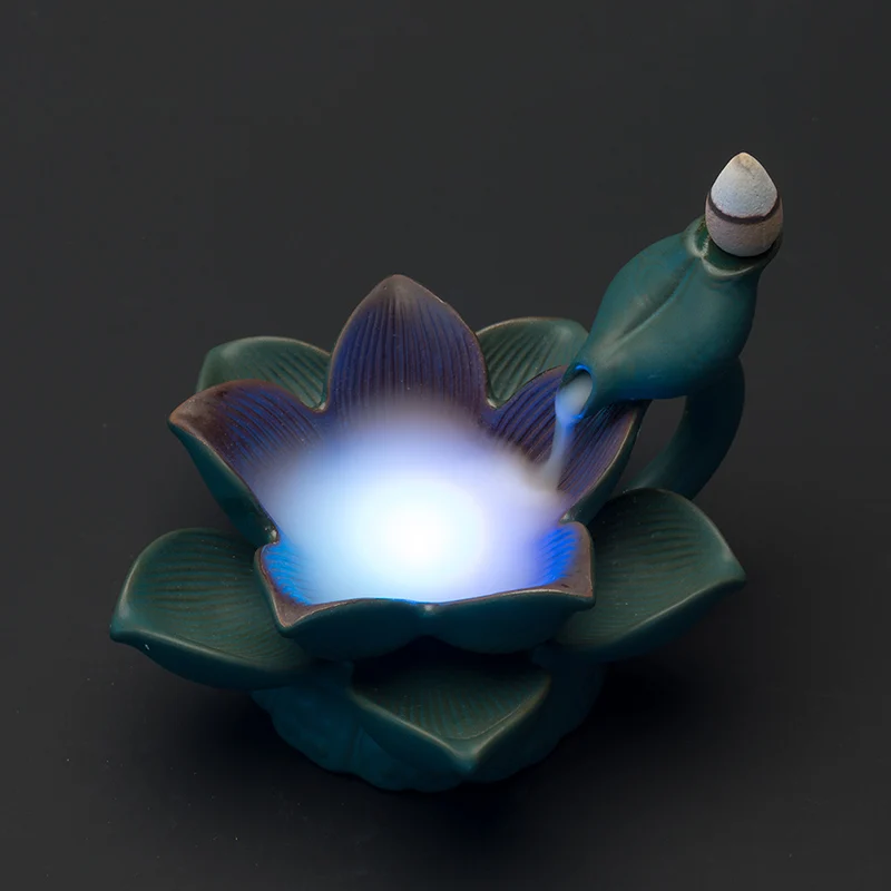 PINNY Electronic LED Lotus Incense Burner Ceramic Backflow Incense