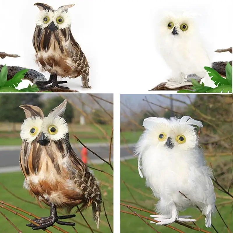 

Handmade Simulation Owl Garden Decor Feather Lawn Foam Figurine Ornament Home Courtyard Decoration Owl Figurine Gift