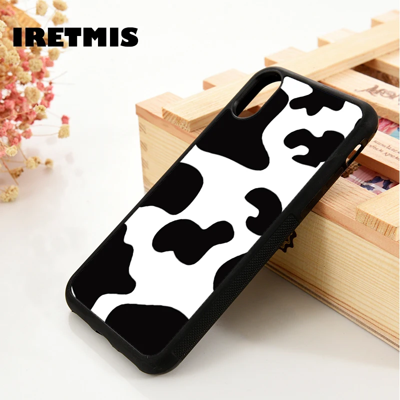 

Iretmis 5 5S SE 6 6S Soft TPU Silicone Rubber phone case cover for iPhone 7 8 plus X Xs Max XR Spotted Cow Skin