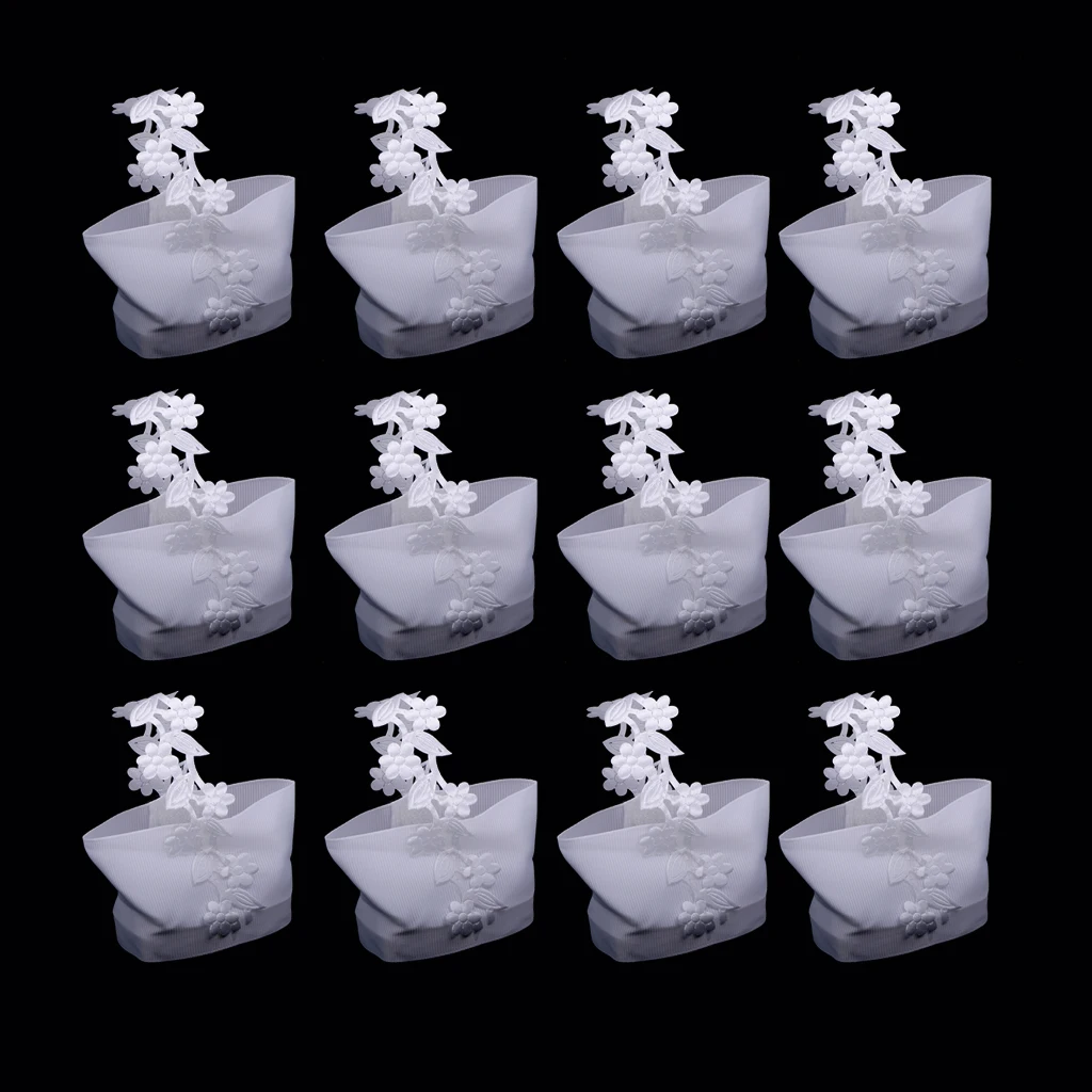 

12pcs Beautiful Small Gift Bags Baskets with Flower Handle Wedding Xmas Party Accessory