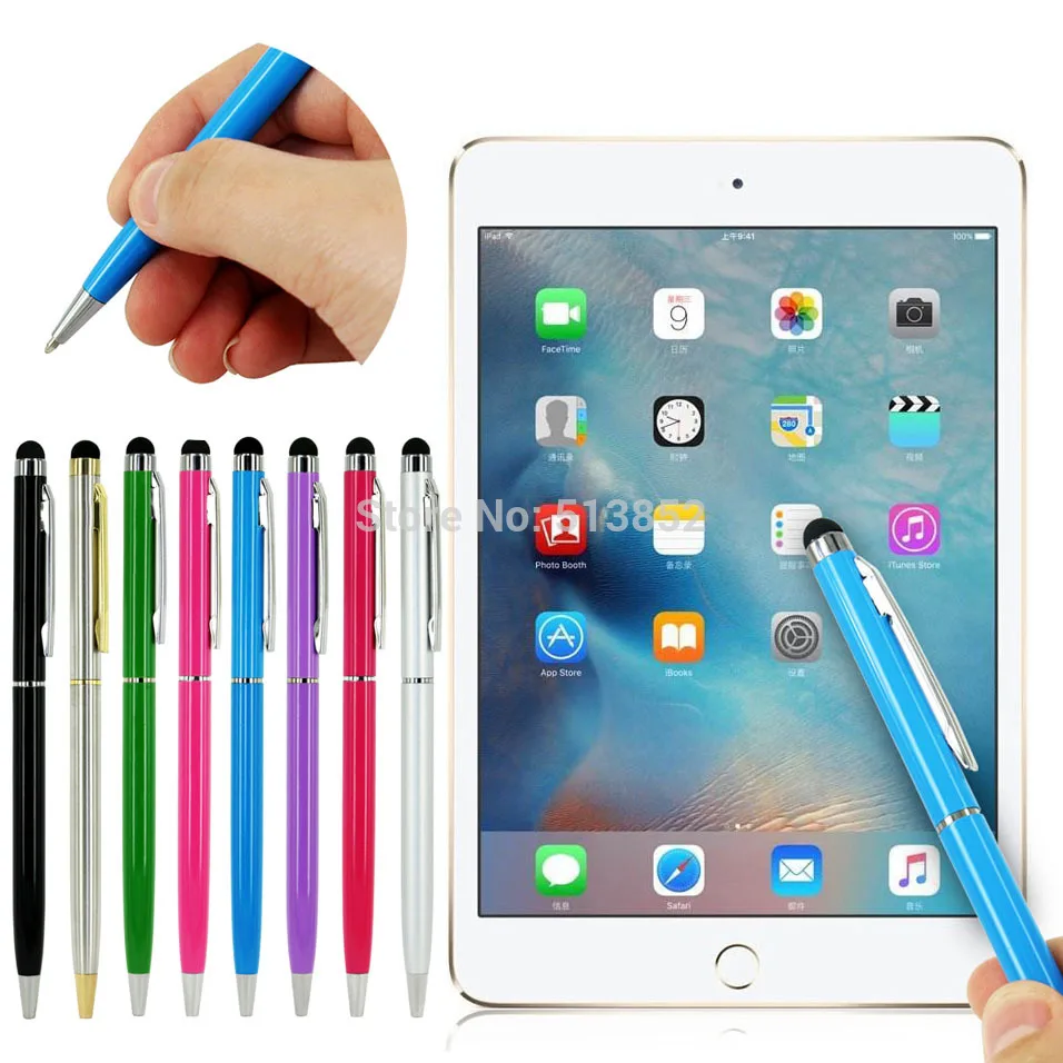 2 двойного назначения шариковая ручка и емкостной зажим сенсорного экрана ручка качество планшетный ПК смартфон стилус