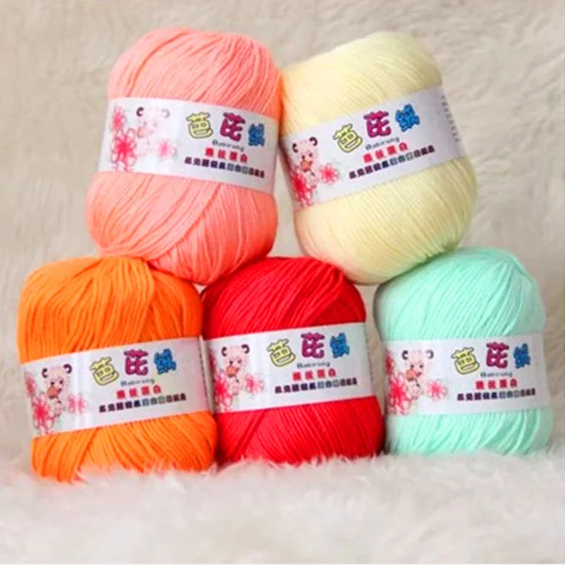 500g/Lot Baby Silk Protein Wool Baby Rough In Hand Knitting In The